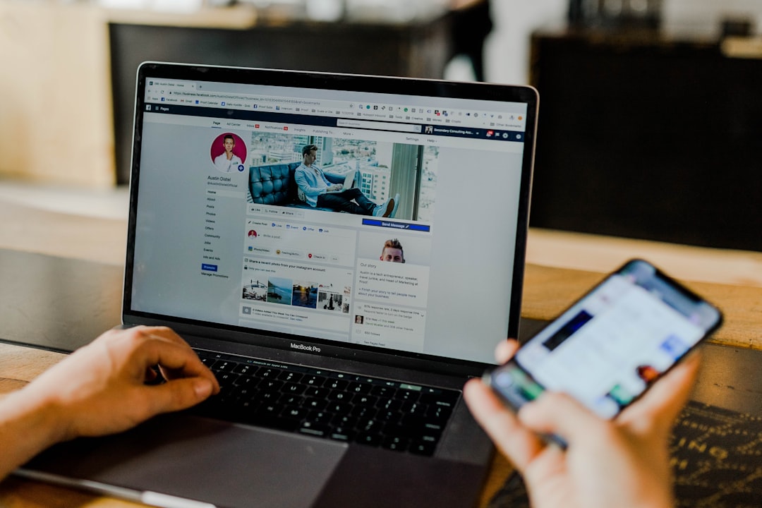 Crafting Captivating Headlines: Your awesome post title goes here Facebook page of an entrepreneurs social media on desktop and mobile.